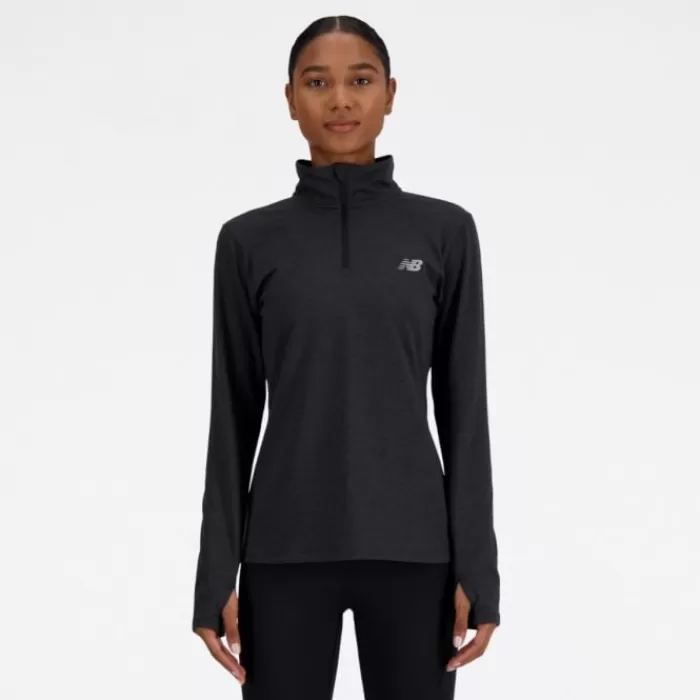 Donna New Balance Magliette Maniche Corte E Lunghe-Sport Essentials Space Dye Quarter Zip