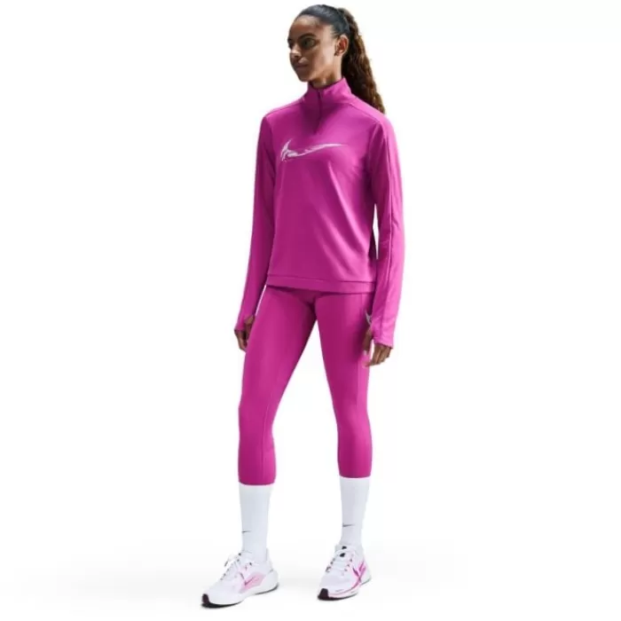 Donna Nike Magliette Maniche Corte E Lunghe-Swoosh Heathered Half Zip Midlayer