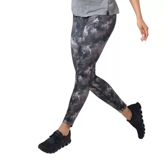 Donna Odlo Leggings E Pantaloni Lunghi-Tights Zeroweight Print Reflective