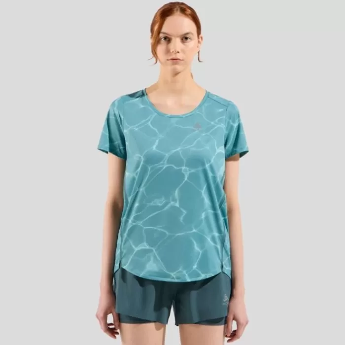 Donna Odlo Magliette Maniche Corte E Lunghe-Zeroweight Chill-Tec Print T-Shirt Crew Neck